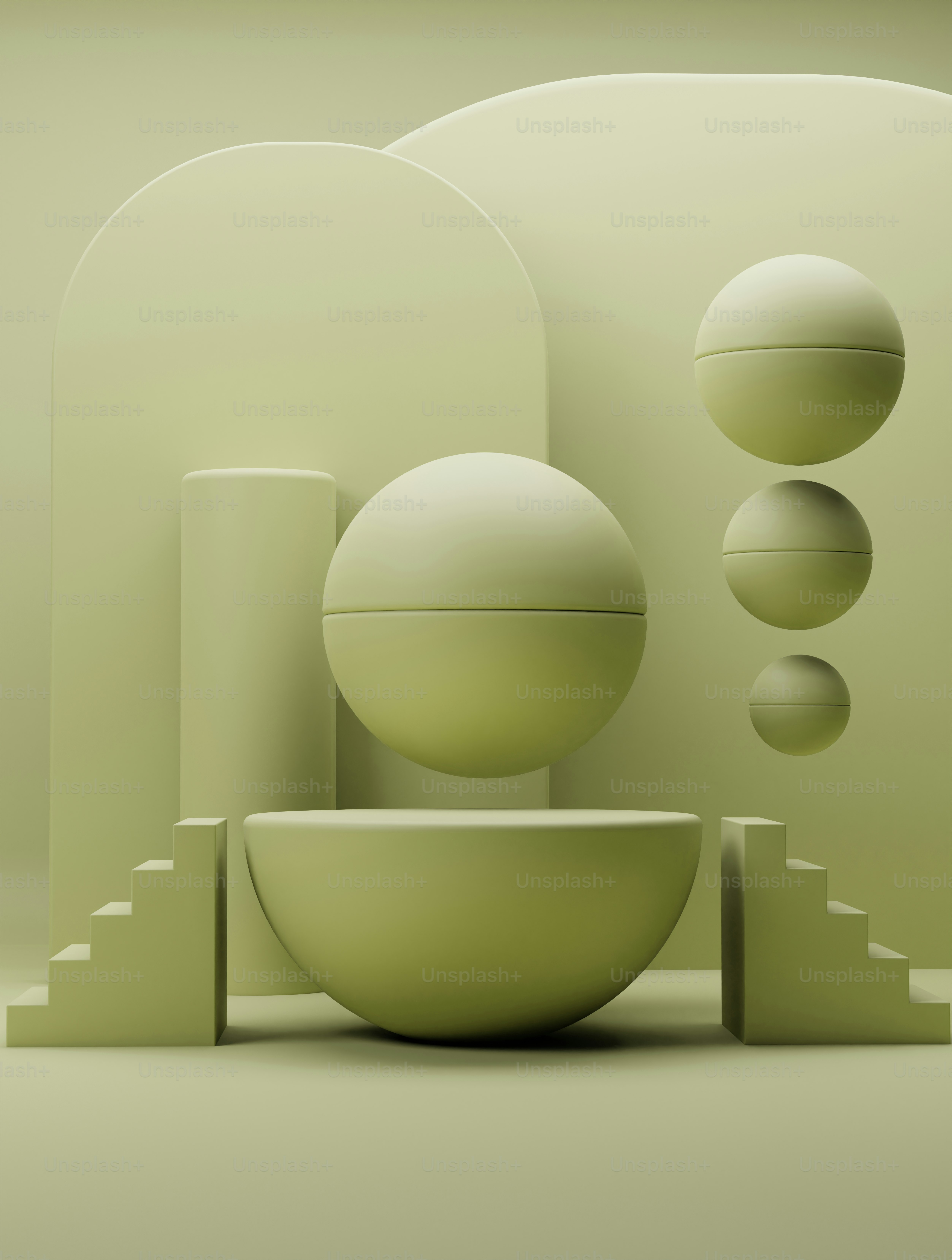 a green object is sitting in a room