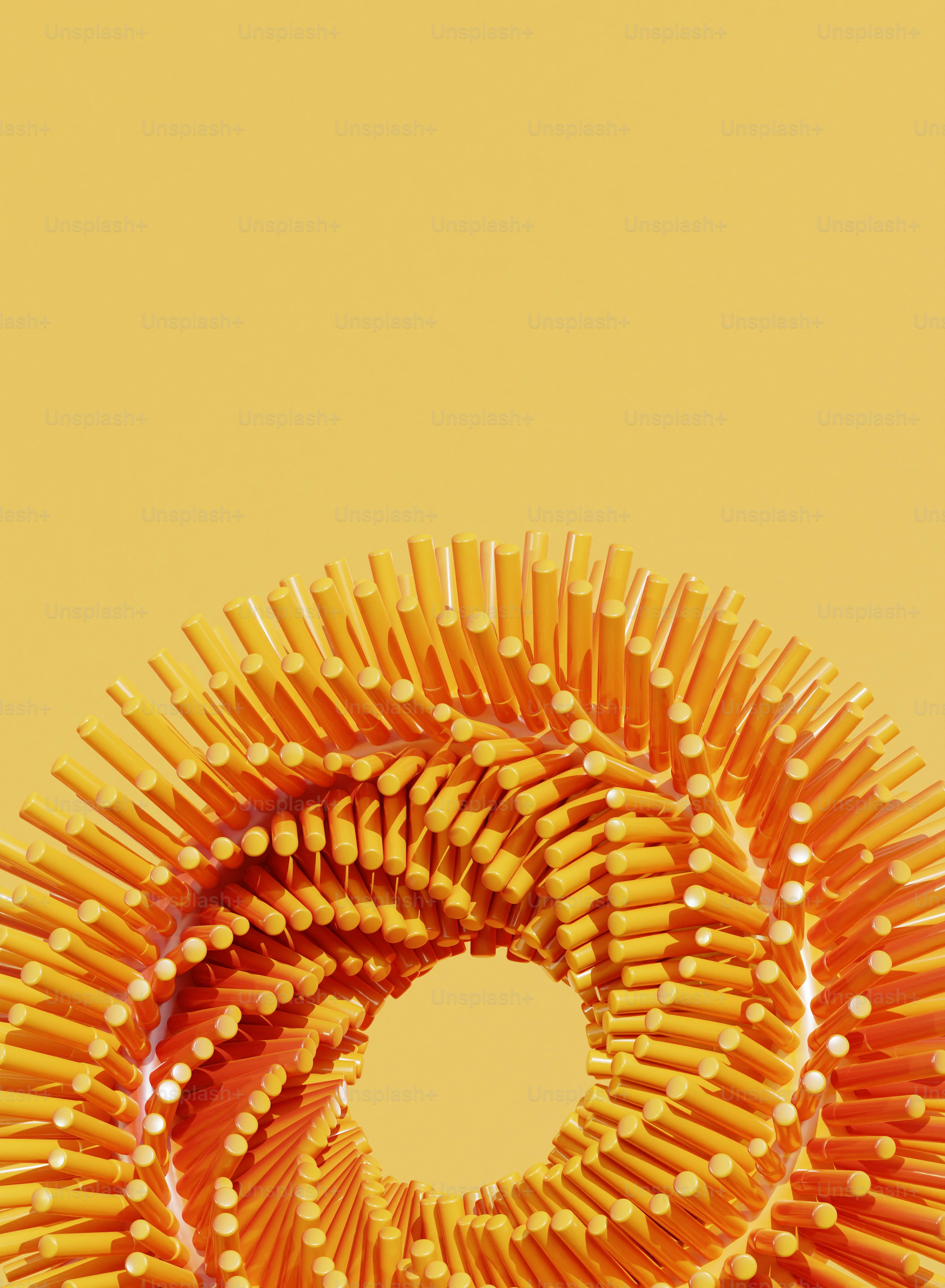 Eine Nahaufnahme eines gelben Objekts mit gelbem Hintergrund