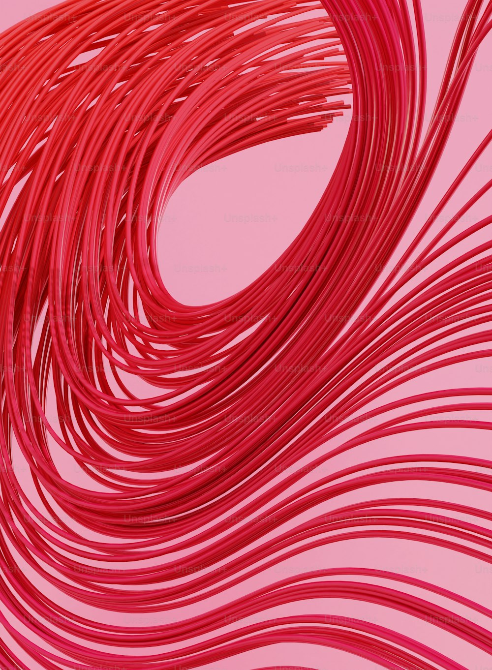 ein Haufen roter Drähte auf rosa Hintergrund