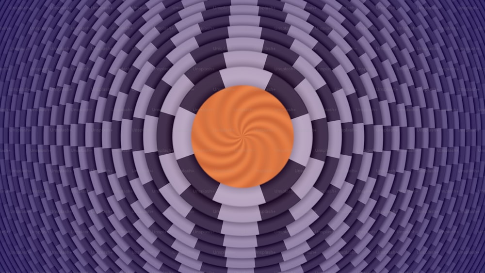 an orange circle is in the middle of a purple background