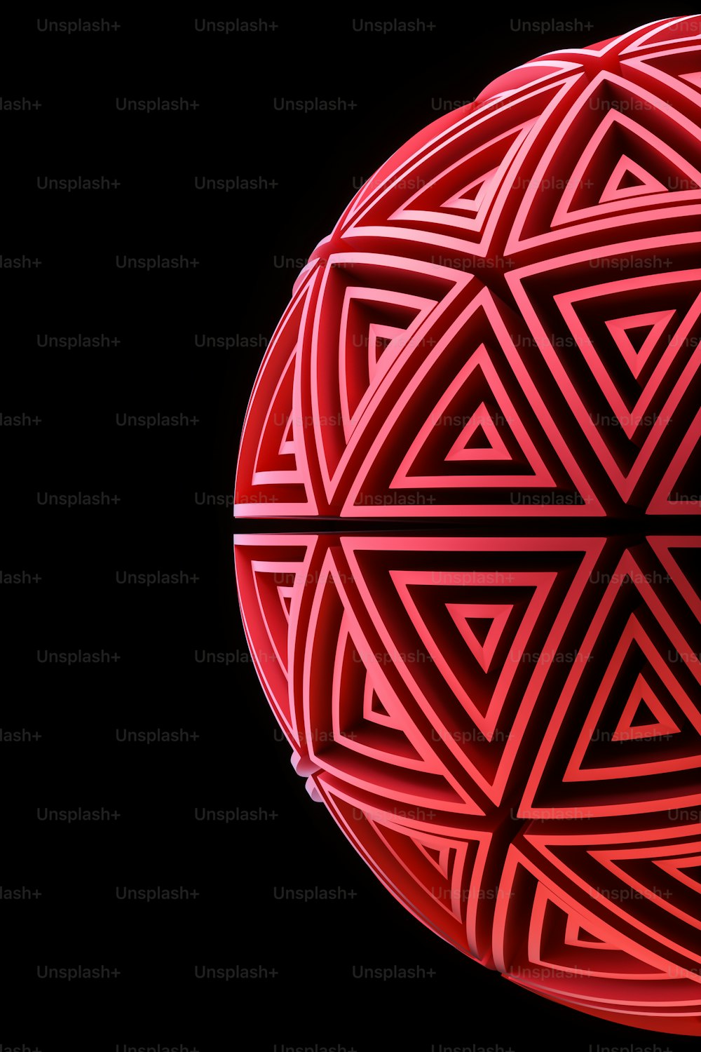 a red object with a black background