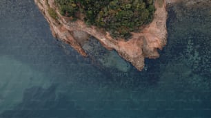 an aerial view of an island in the middle of the ocean