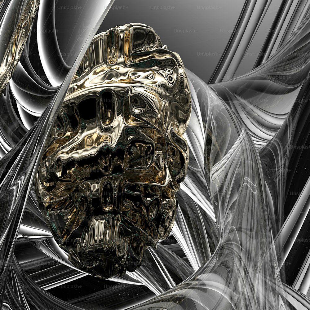 a computer generated image of a golden object