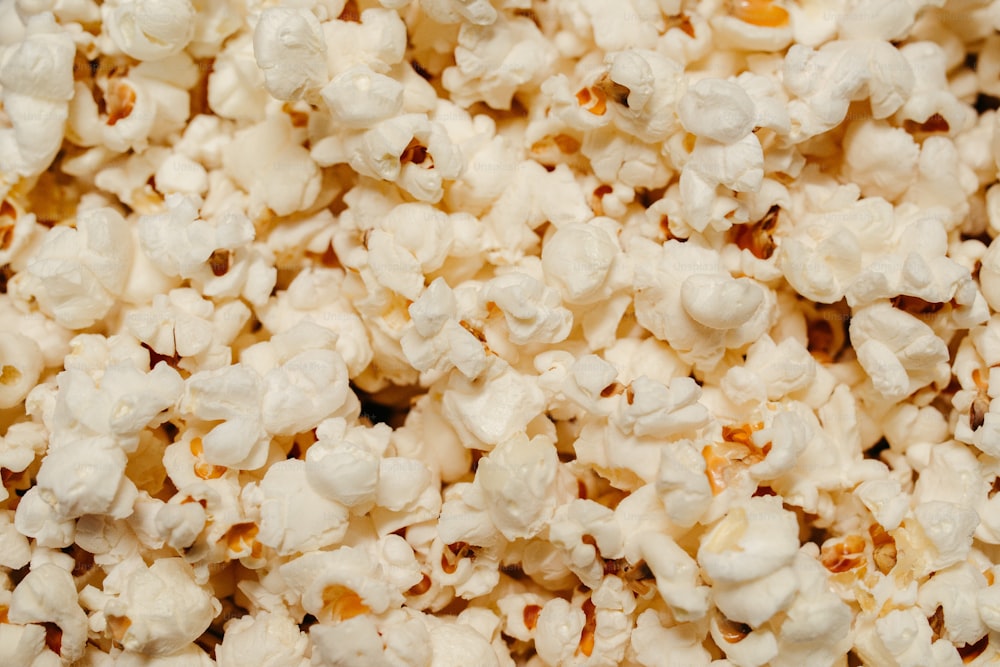 a close up of a bowl of popcorn