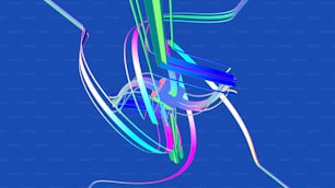 a blue background with a multicolored abstract design