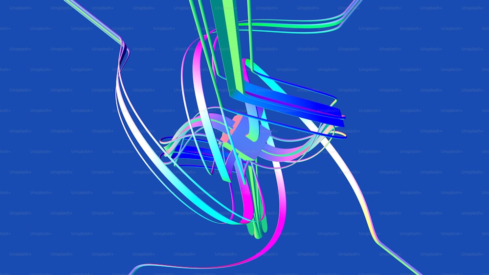 a blue background with a multicolored abstract design