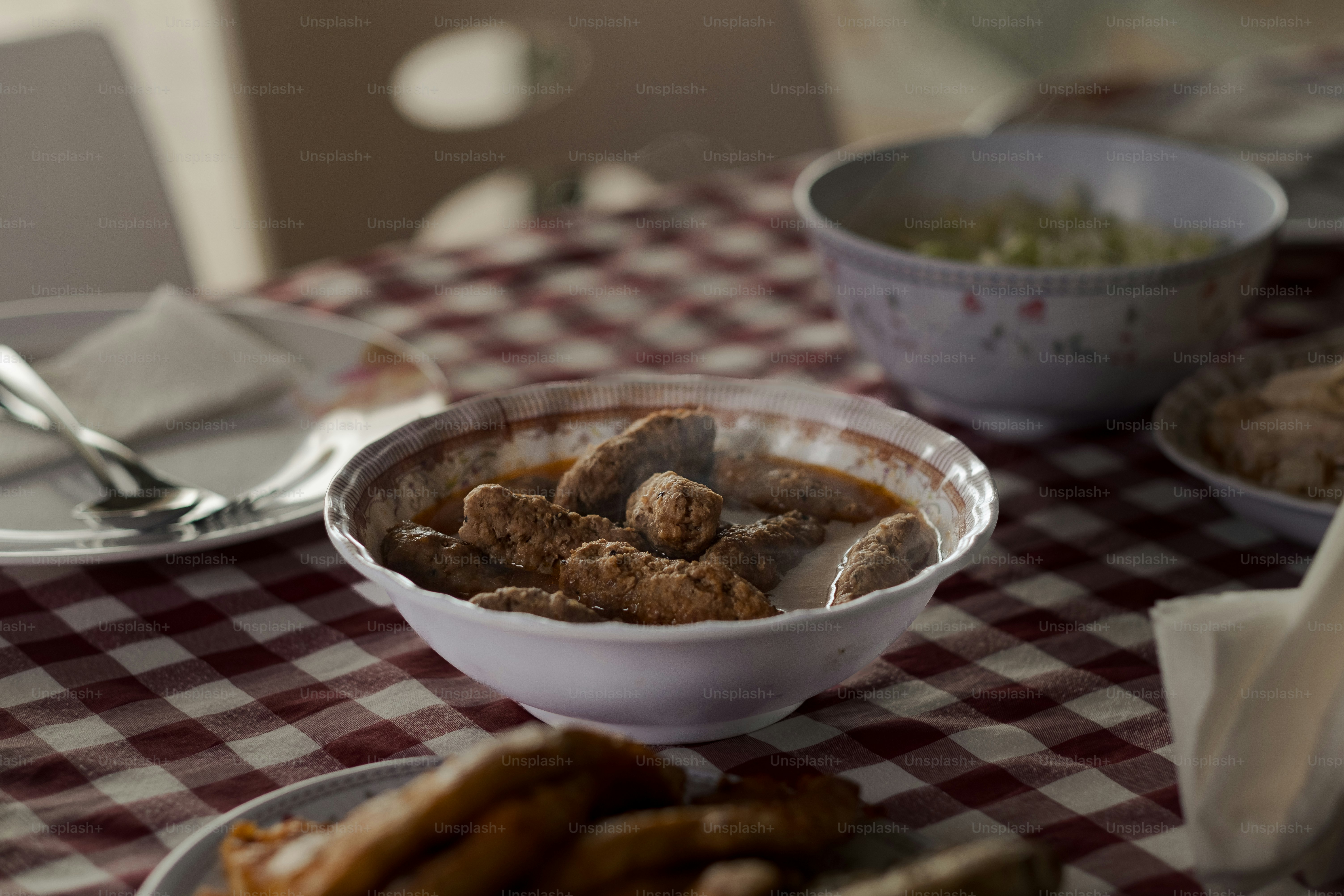 Traditional Arab meal with ground meat at the Druze town of Isfiya.