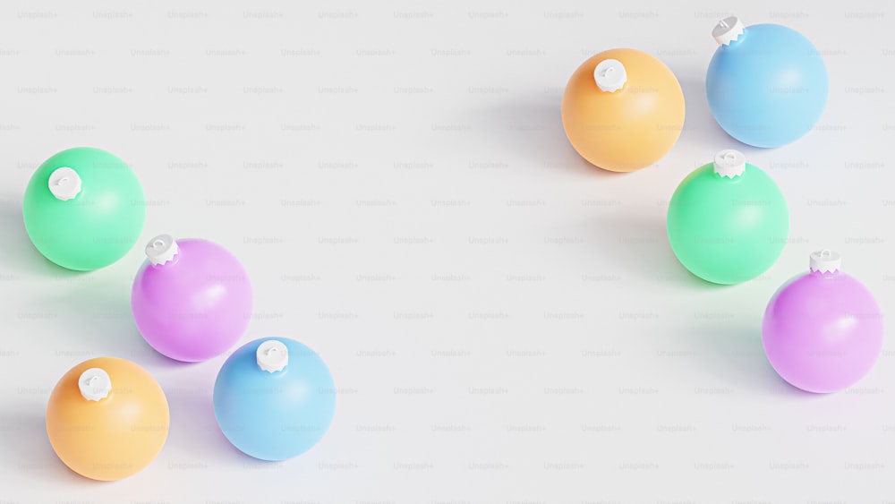 a group of colorful balls sitting on top of each other