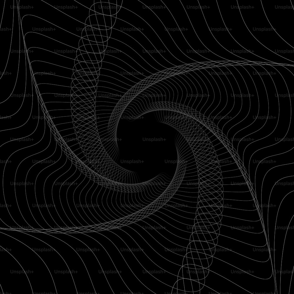 Une image en noir et blanc d’une spirale