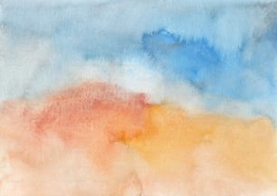 空と雲の水彩画