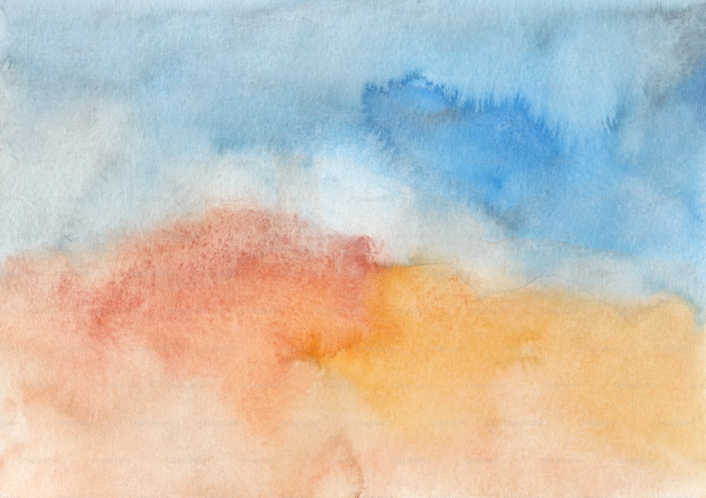 une aquarelle représentant un ciel et des nuages