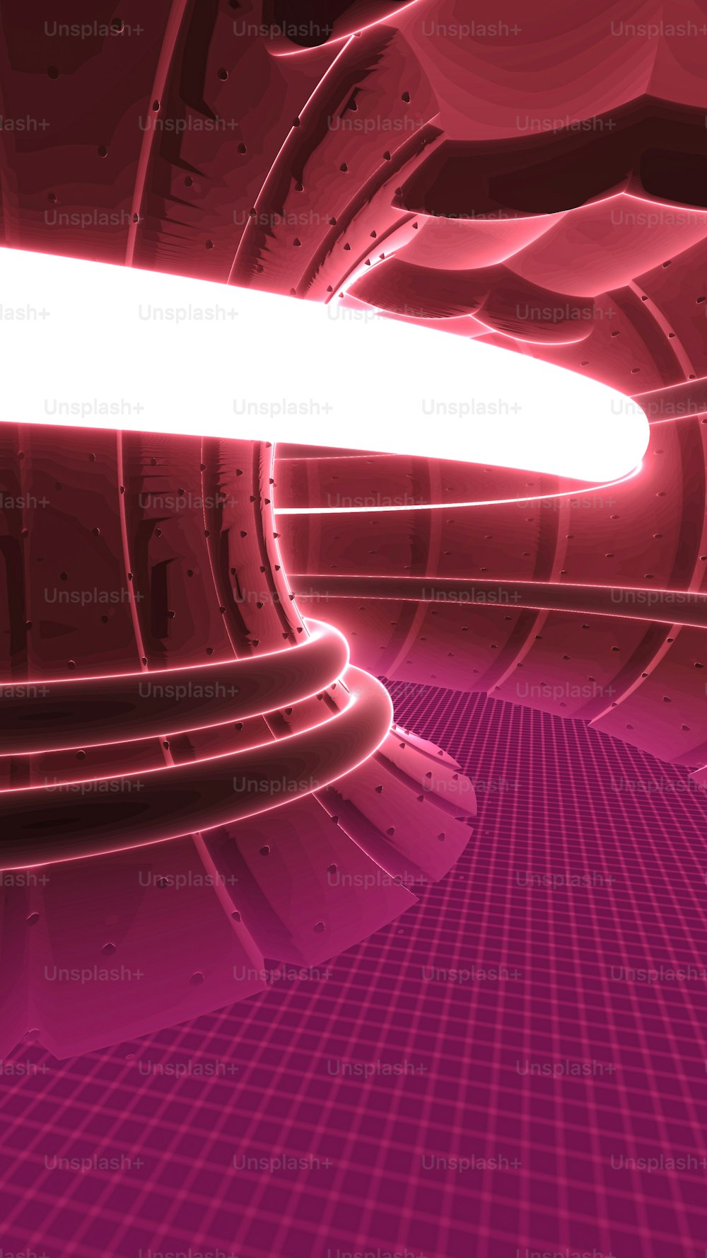 an abstract image of a pink and purple tunnel