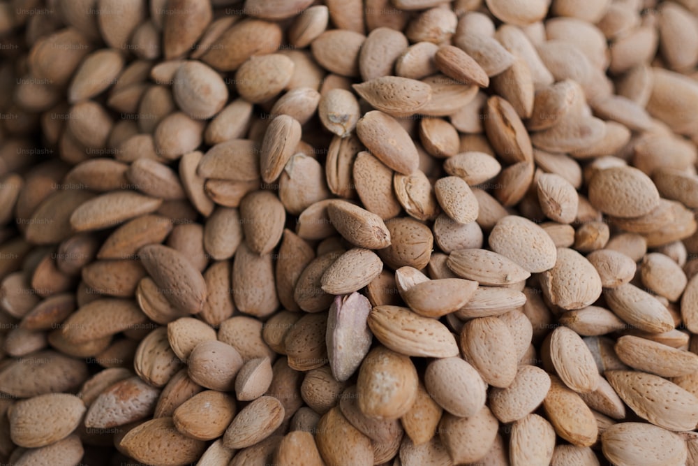 a pile of nuts sitting on top of a table