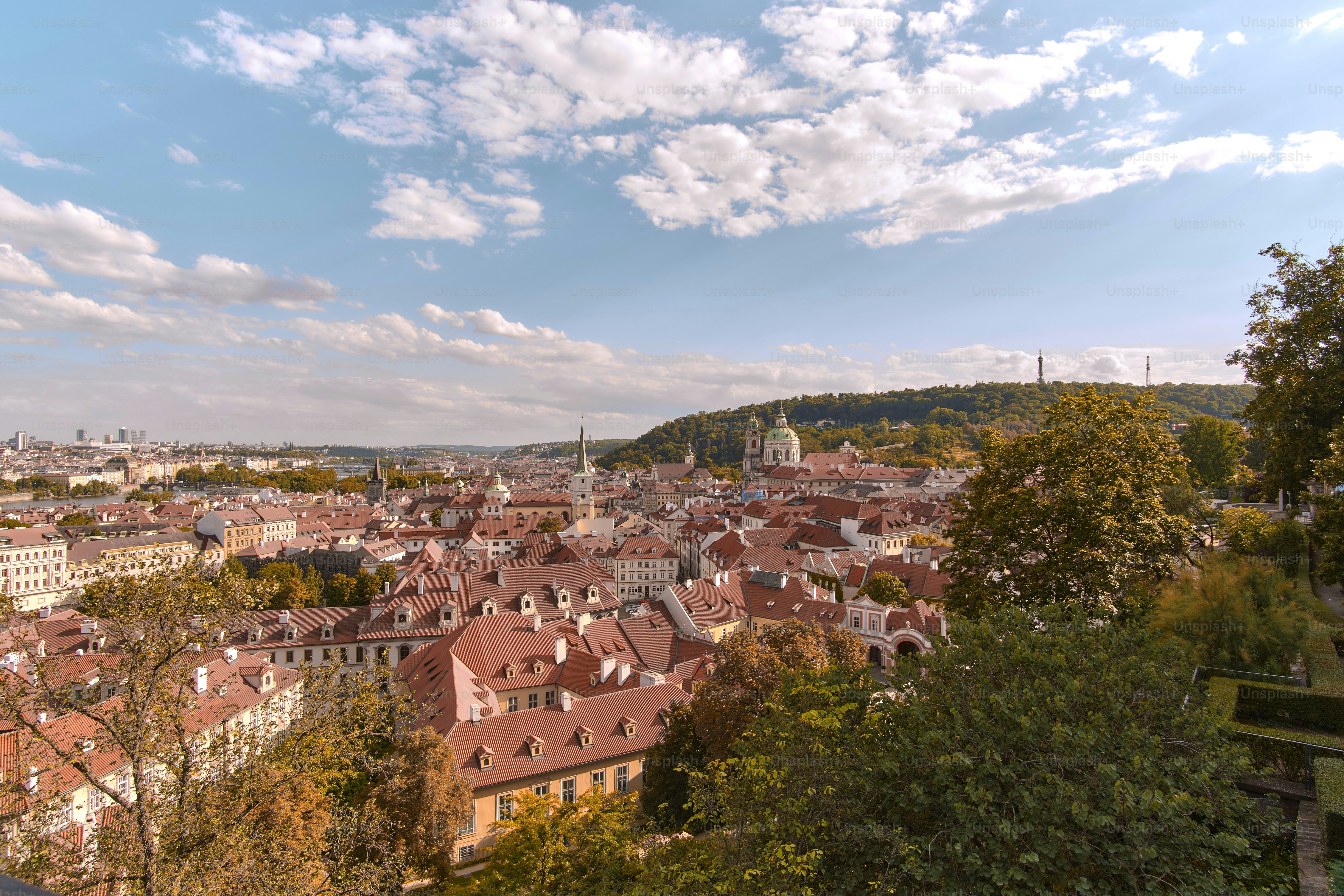 a view of a city from the top of a hill