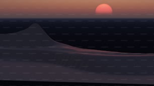 the sun is setting over the horizon of a desert