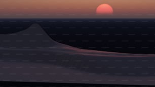 Il sole tramonta sull'orizzonte di un deserto