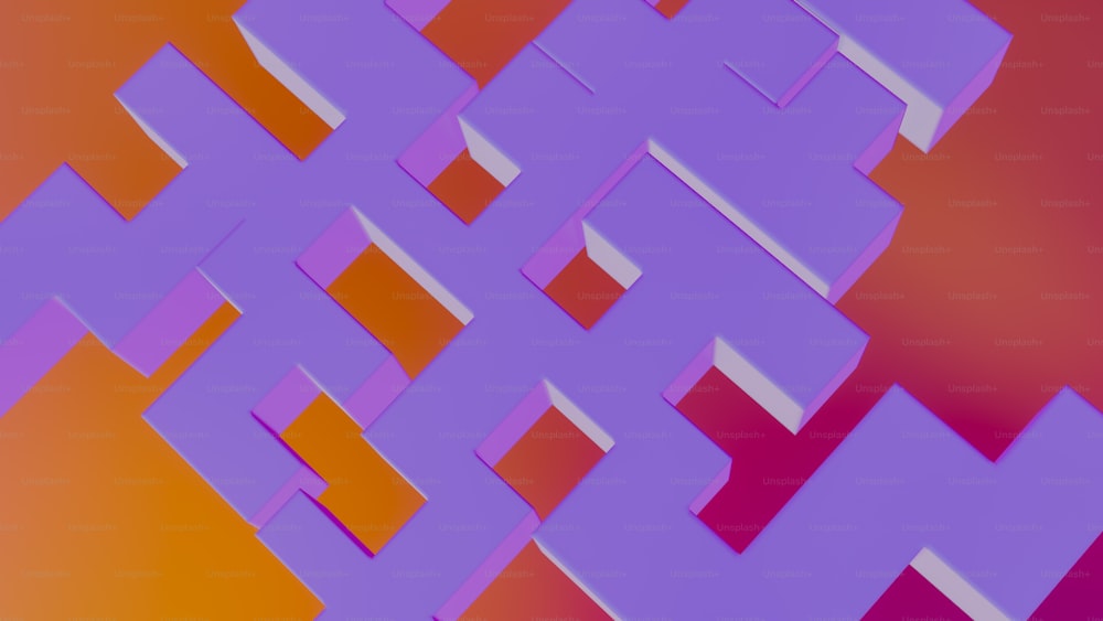 a purple and orange background with squares