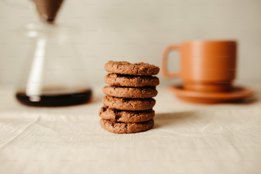 a stack of cookies sitting on top of a table