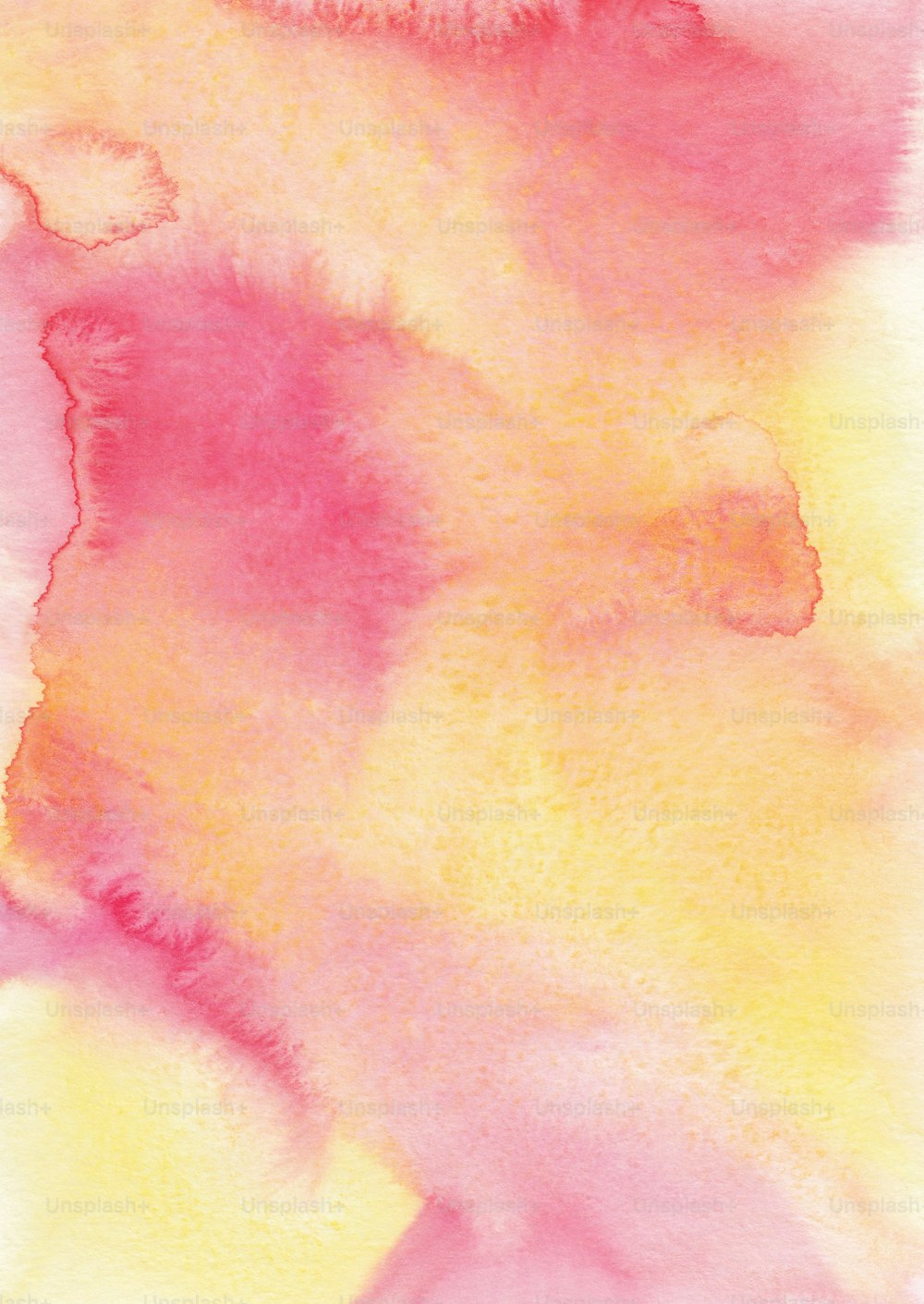 a watercolor painting of yellow and pink