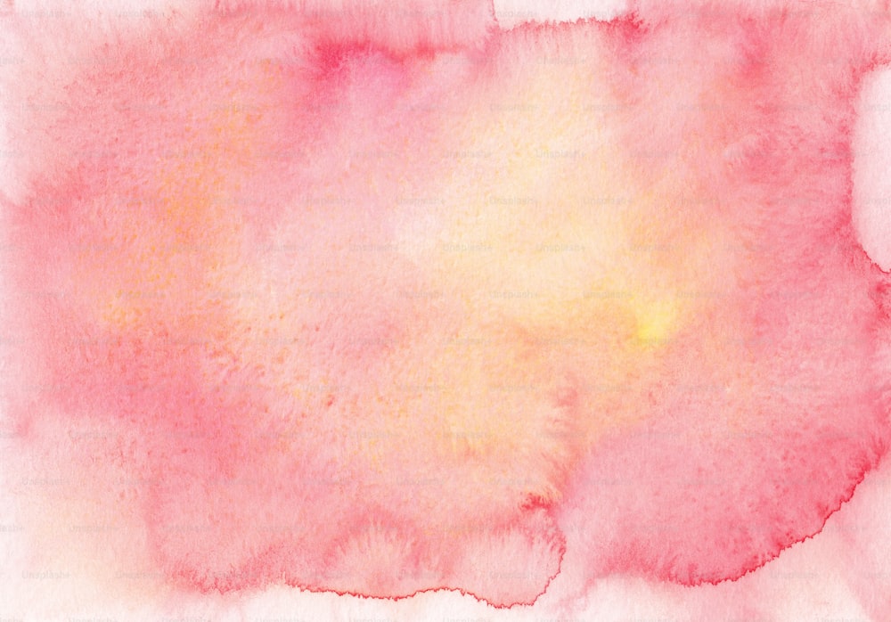 a watercolor painting of pink and yellow