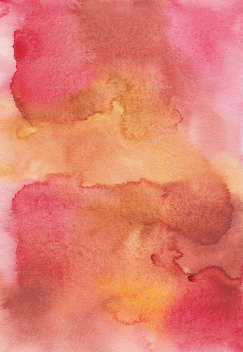 a watercolor painting of pink and yellow