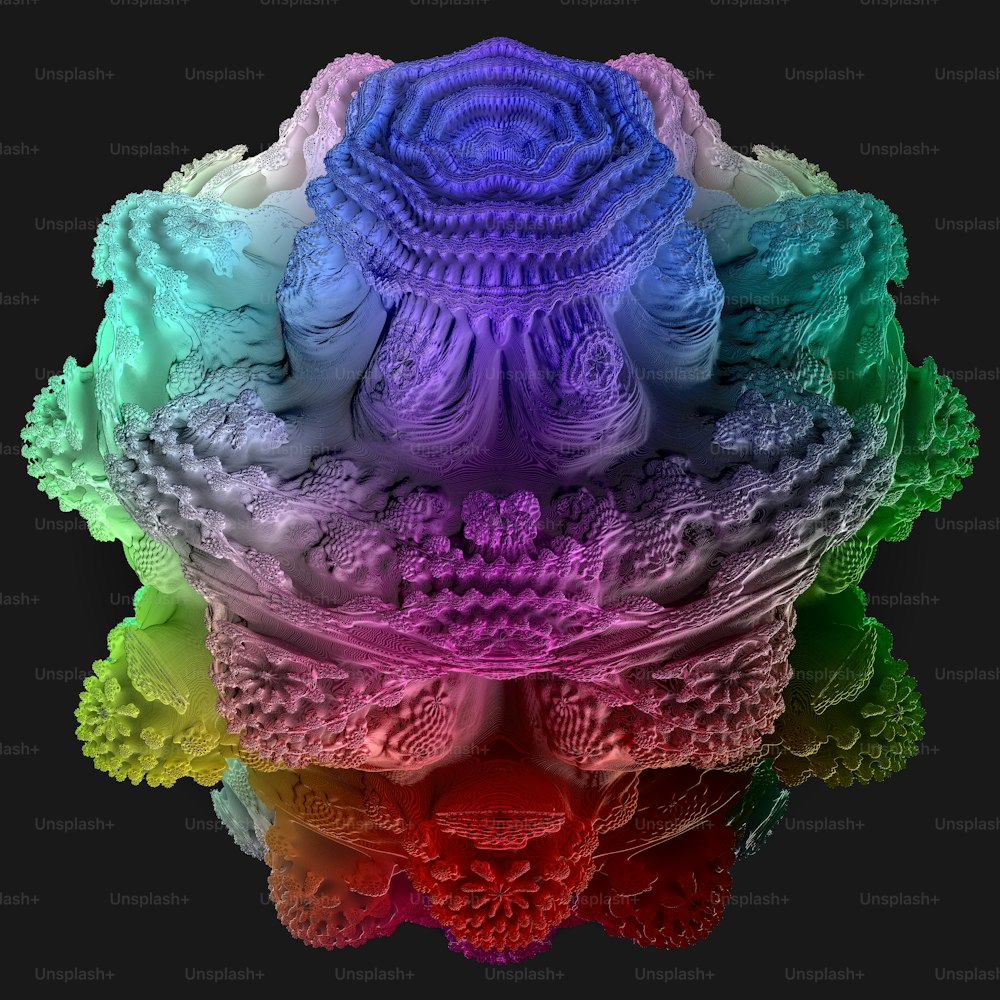 a multicolored image of a flower on a black background