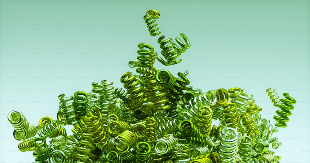 Un tas de spirales vertes sont dans l’air