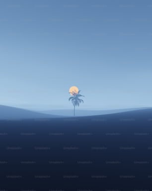 a lone palm tree in the middle of the ocean