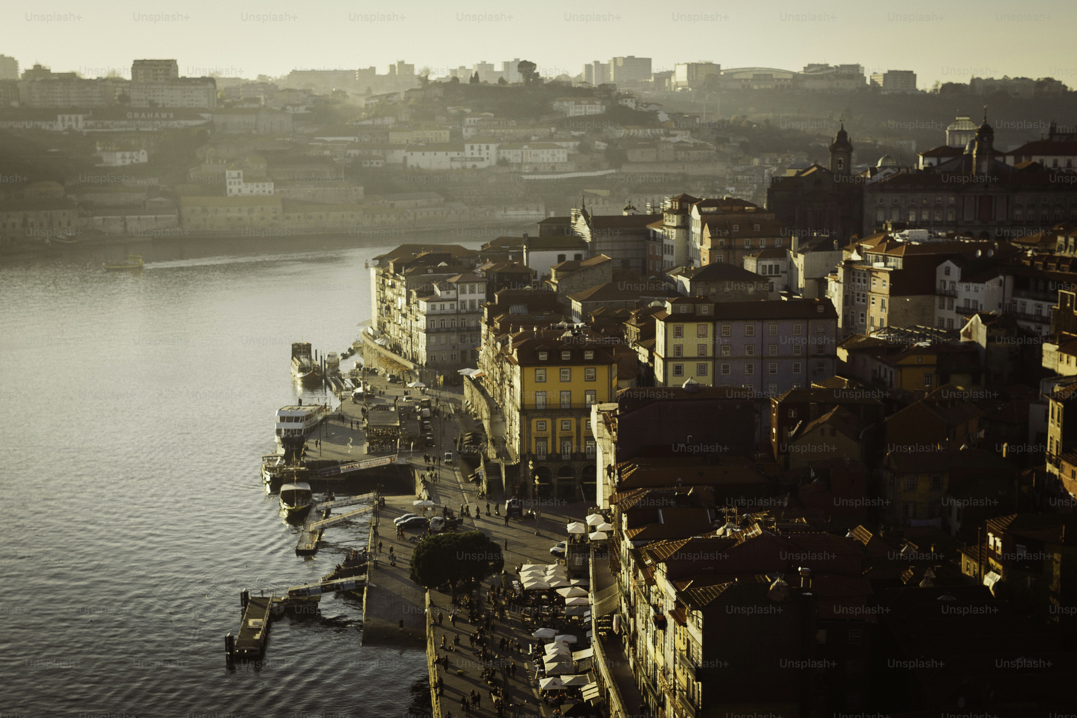 a view of a body of water with a city in the background