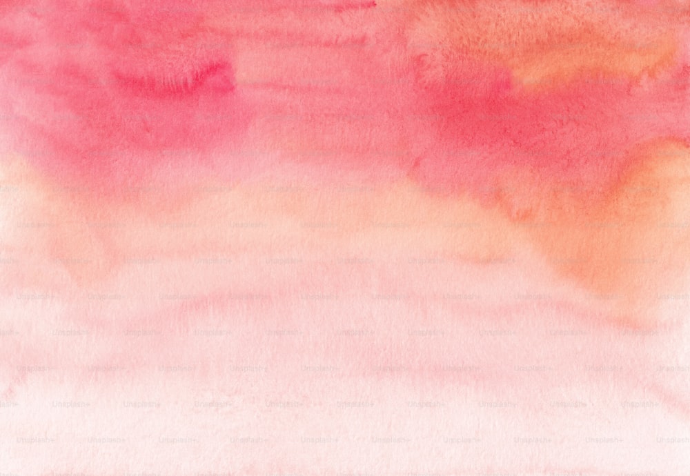 uma pintura em aquarela de um céu rosa e amarelo
