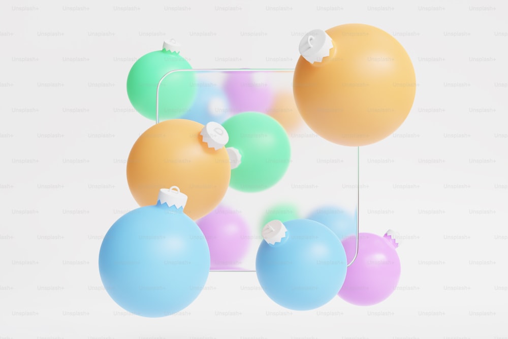 Un grupo de globos flotando en el aire