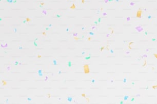 a white wall with confetti and streamers