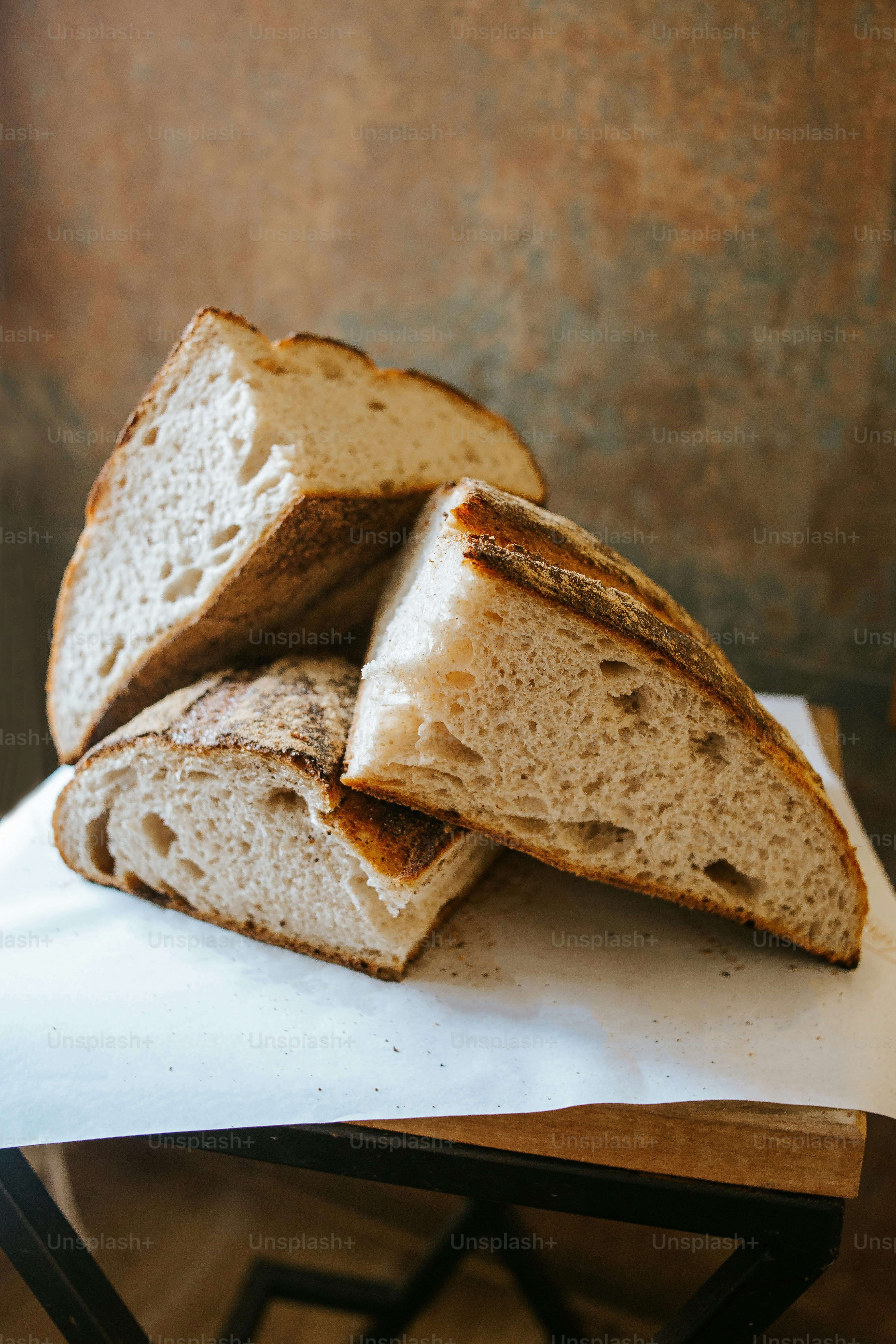 a loaf of bread sitting on top of a piece of paper