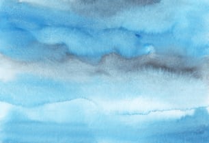 uma pintura de um céu azul com nuvens