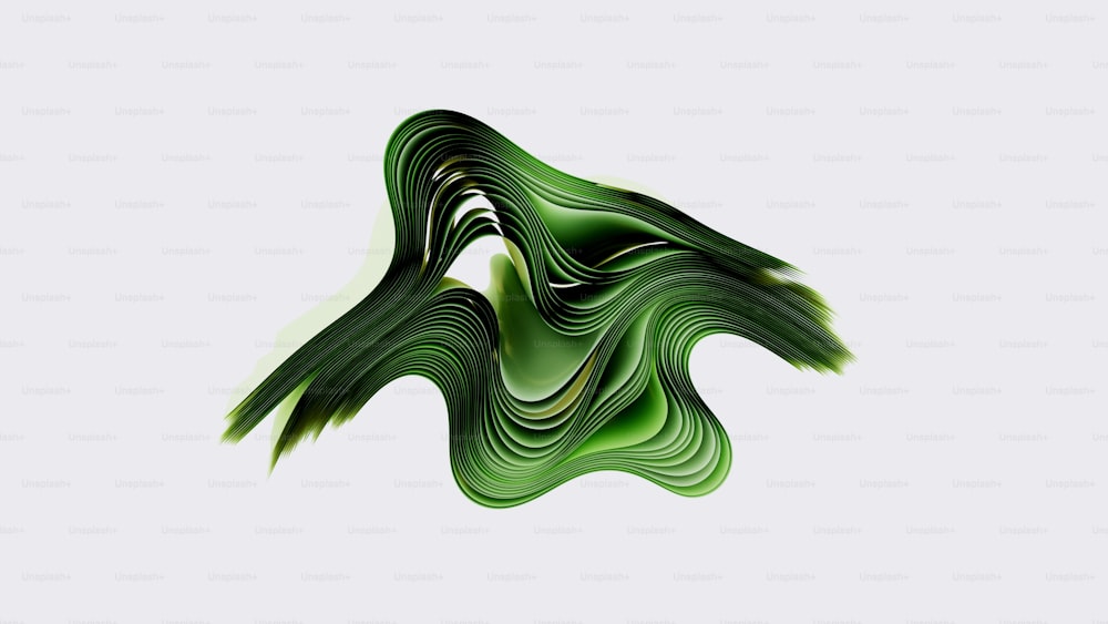 a green abstract design on a white background