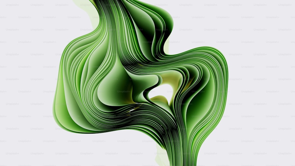 a green abstract design on a white background