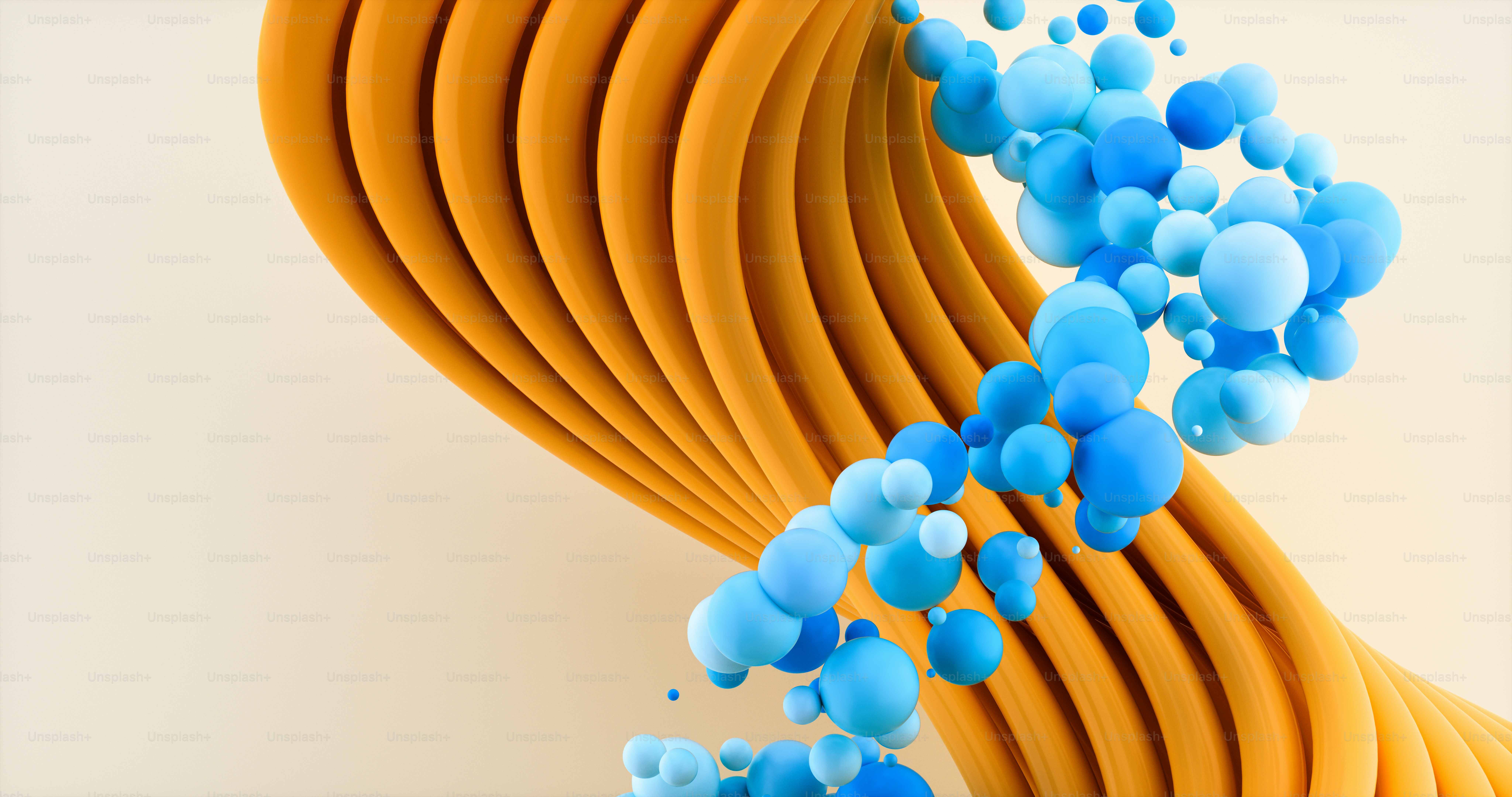 An orange and blue background with a bunch of bubbles photo – Abstract ...