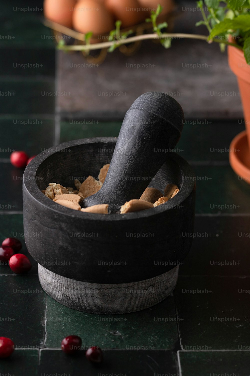 a mortar and mortar mortar in a mortar bowl