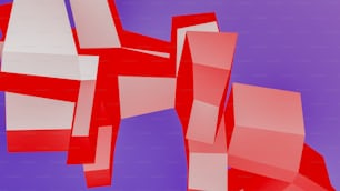 a red and white abstract design on a blue background