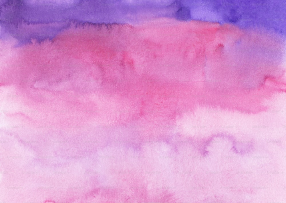 a watercolor painting of pink and purple clouds