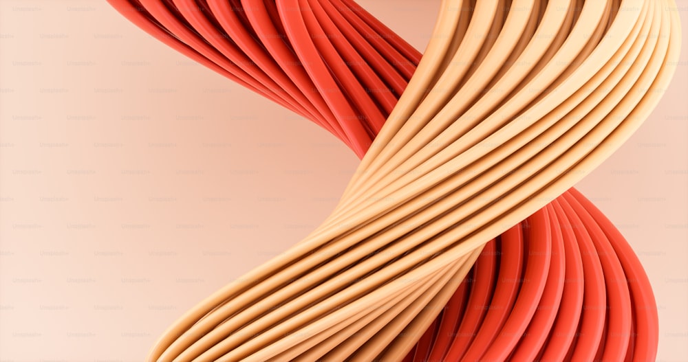 a close up of a red and beige cable