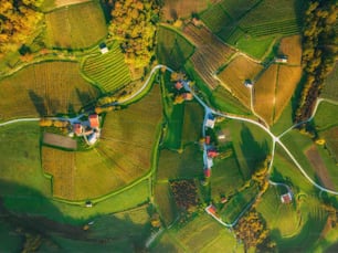 an aerial view of a rural countryside