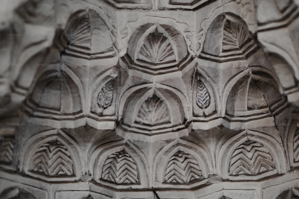 a close up of a building made of stone