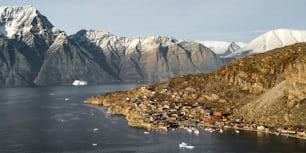 a large body of water surrounded by mountains