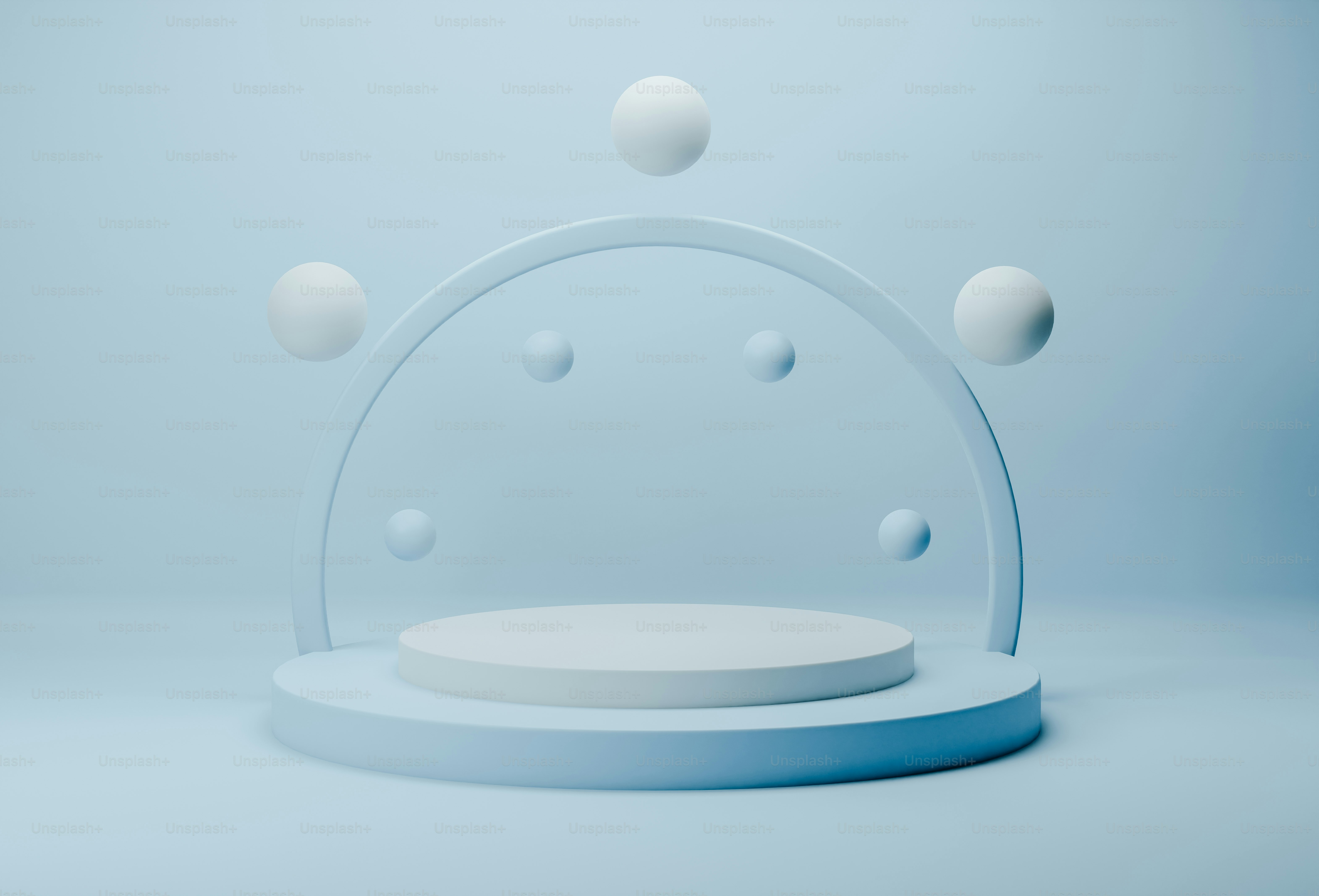 um objeto branco com uma base circular em um fundo azul