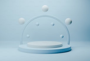 a white object with a circular base on a blue background