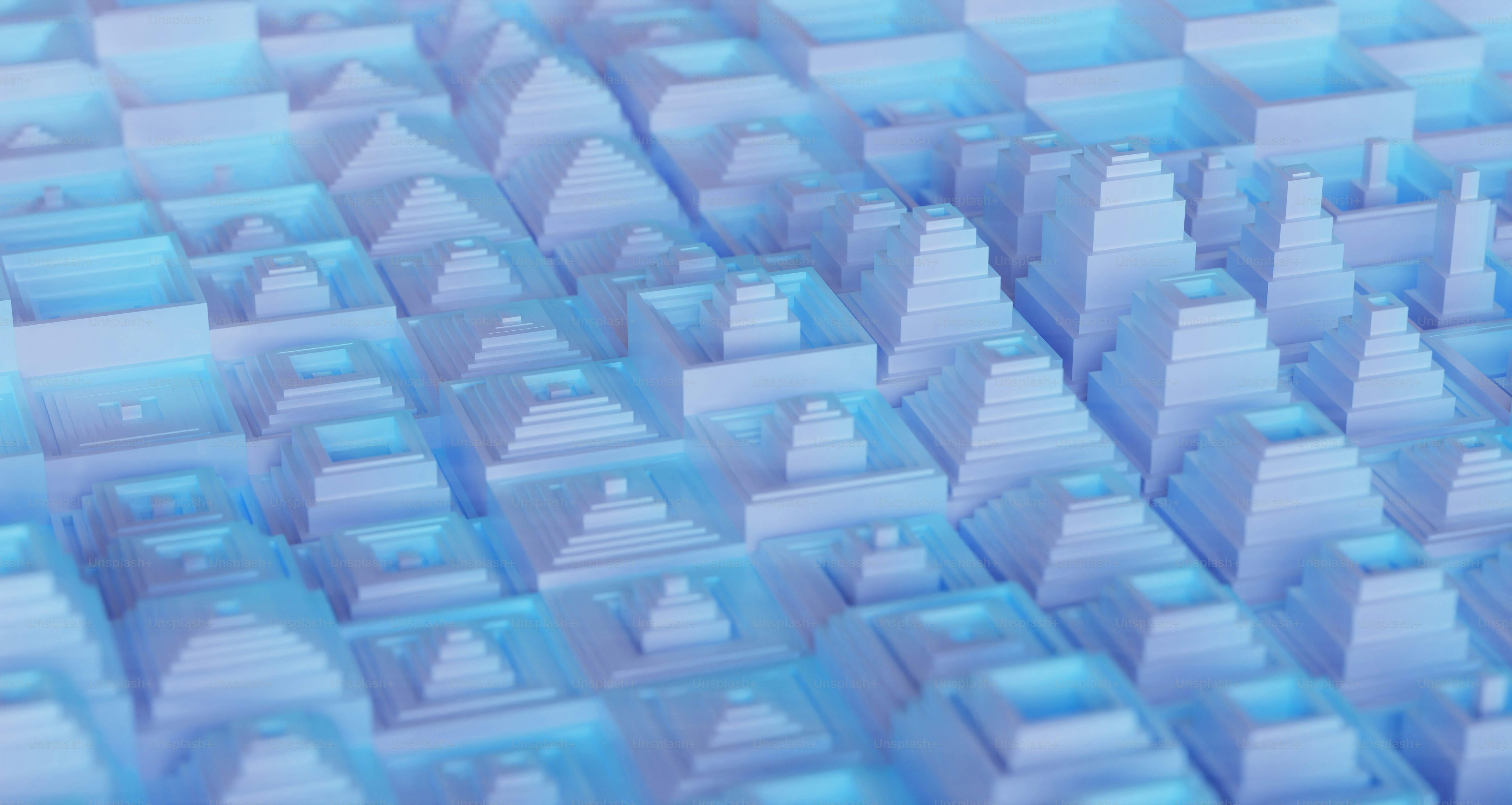 a very large group of buildings that are blue