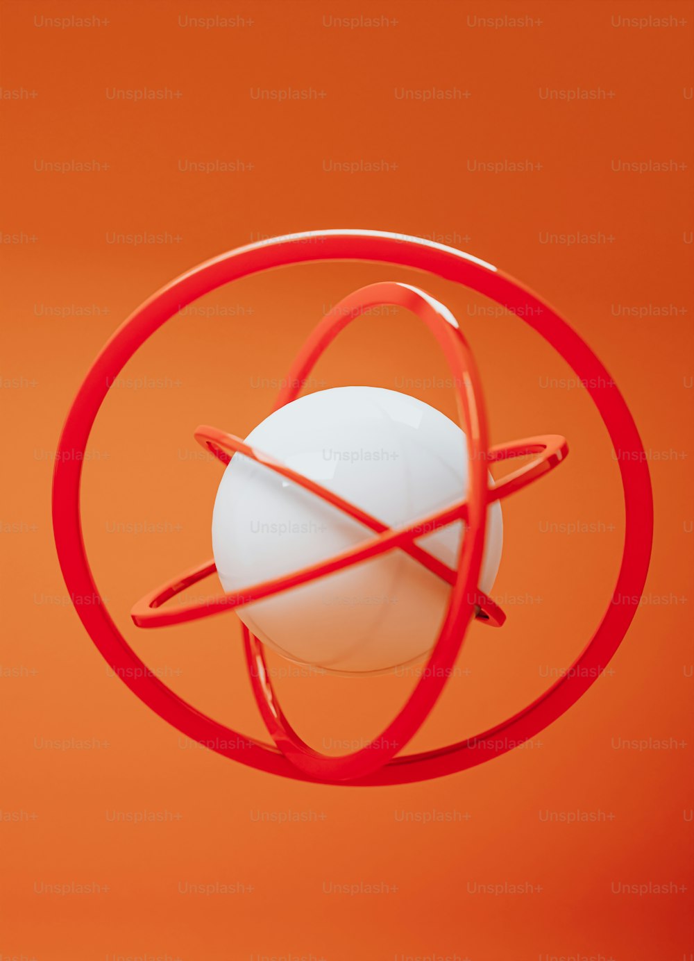 a white ball with a red ring around it