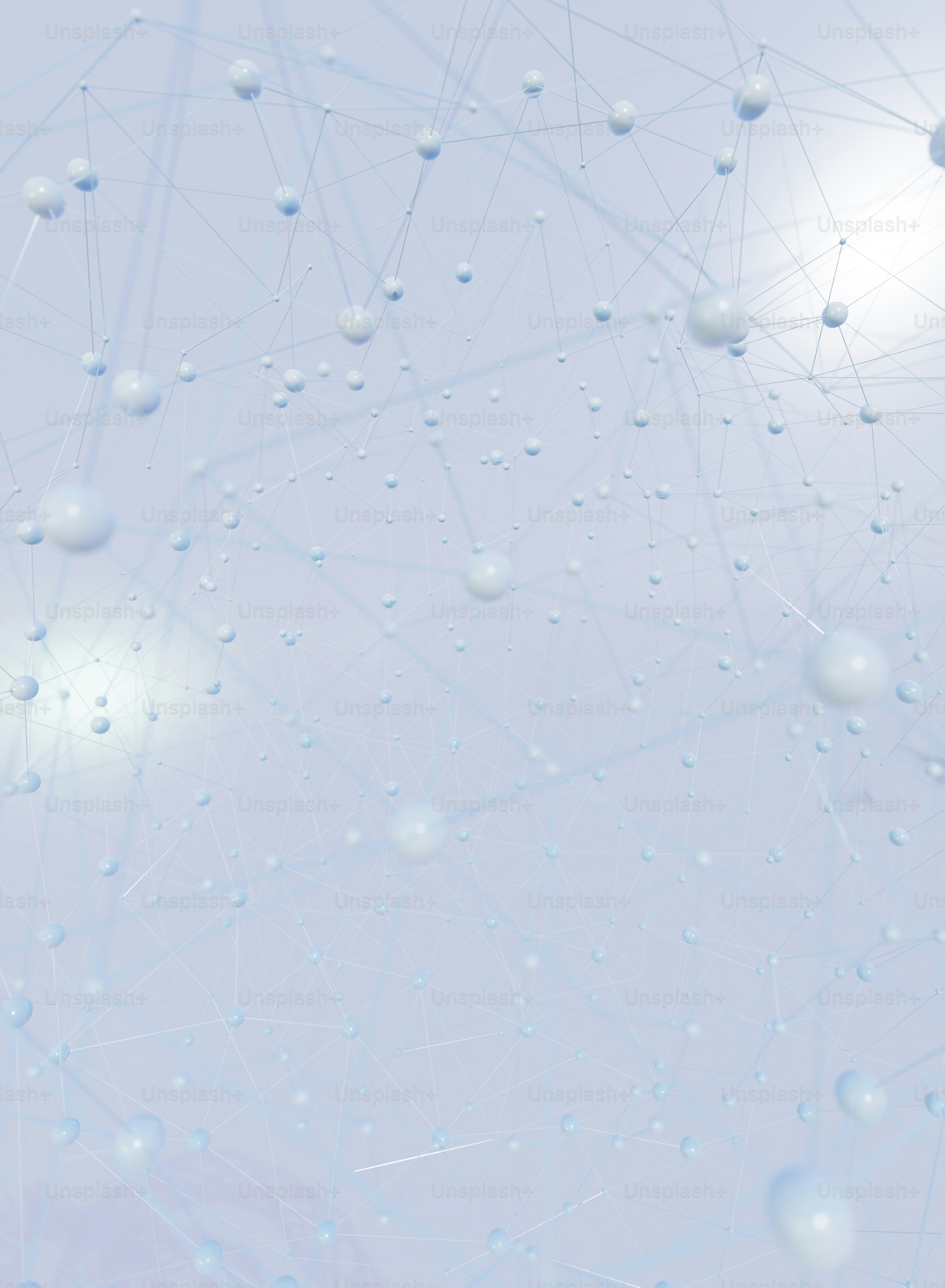 a blue and white background with bubbles and lines