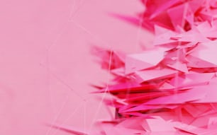 a pink background with many pieces of paper
